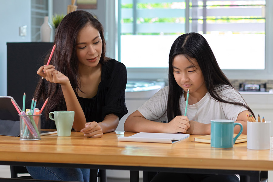 student and tutor together at a desk in Bronx